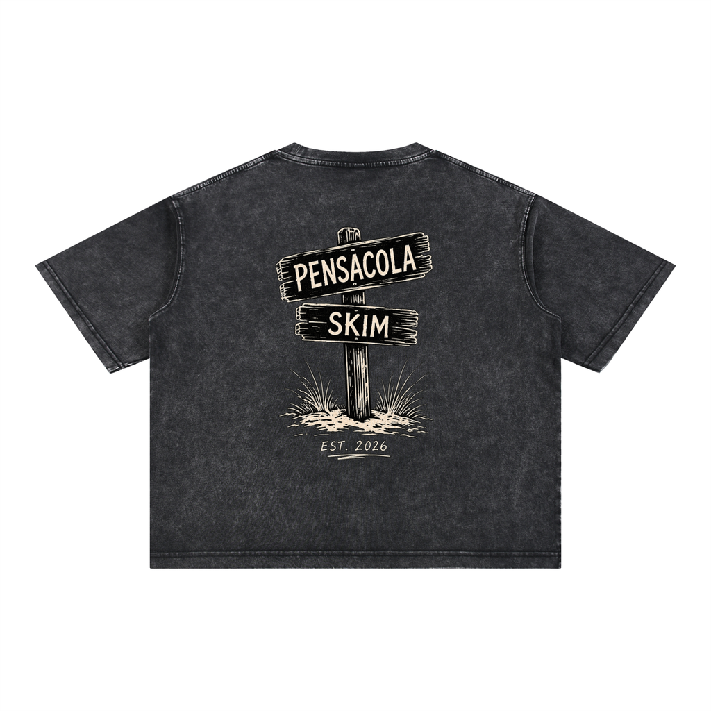 Pensacola Skim Sign Graphic Mineral Wash Boxy Cotton T-Shirt
