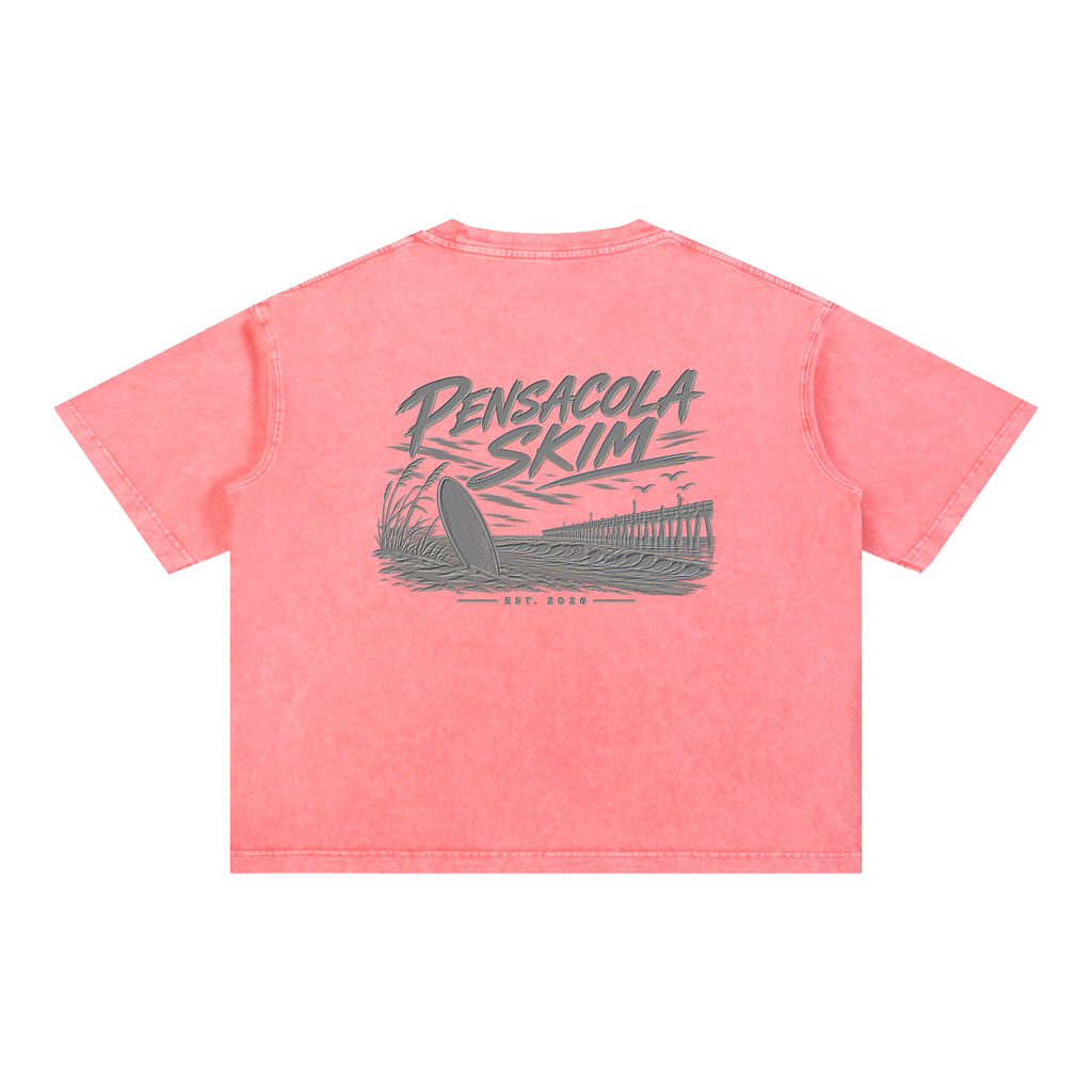 Pensacola Skim Silver Graphic Mineral Wash Boxy Cotton T-Shirt