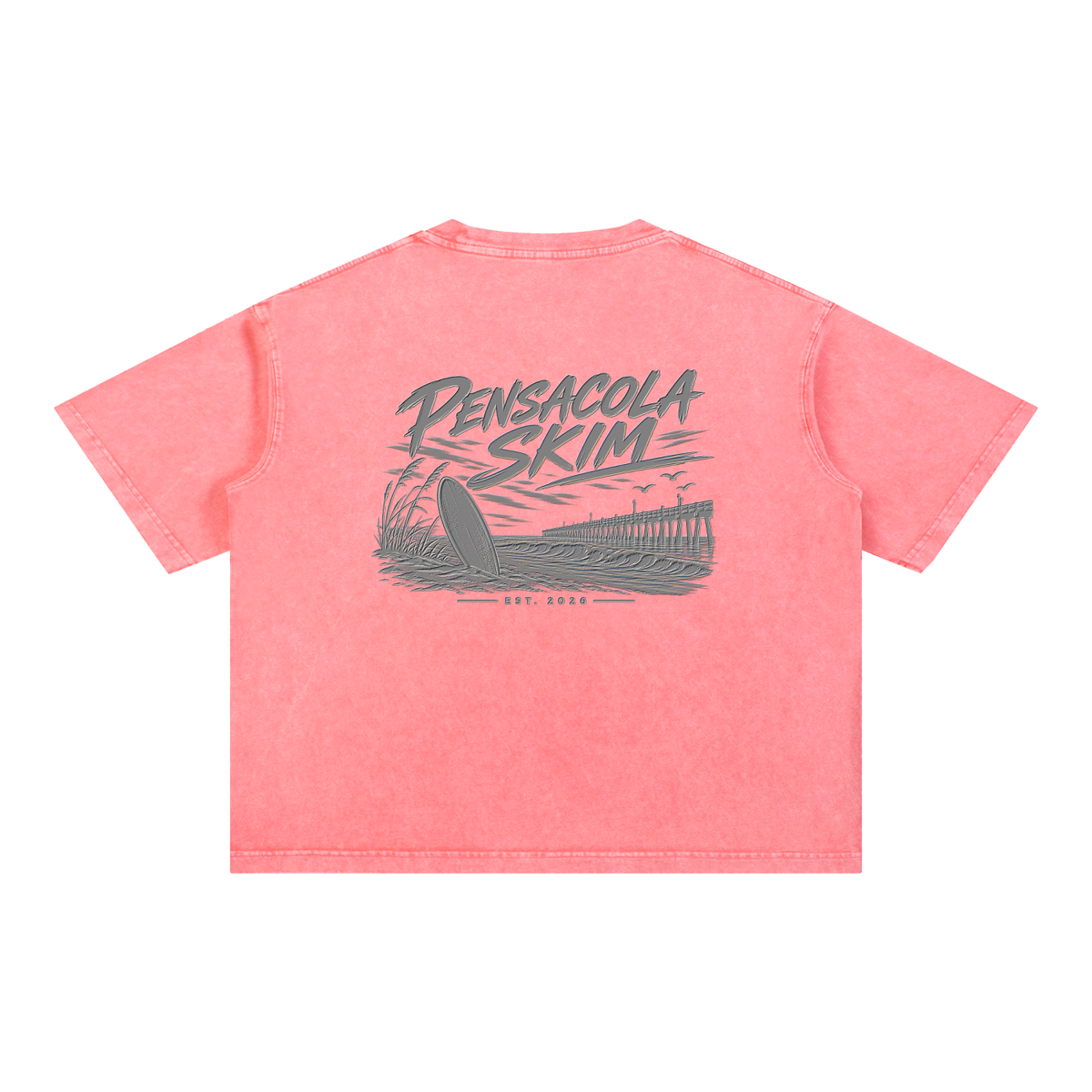 Pensacola Skim Silver Graphic Mineral Wash Boxy Cotton T-Shirt