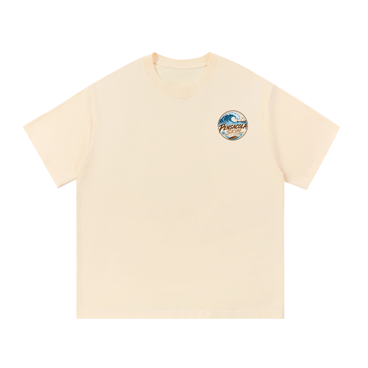 Pensacola Skim Neutral Color Logo Graphic Classic Fit Cotton T-Shirt
