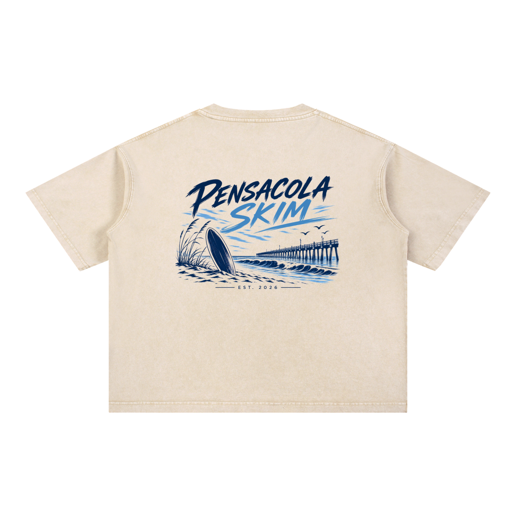 Pensacola Skim Original Logo Graphic Mineral Wash Boxy Cotton T-Shirt