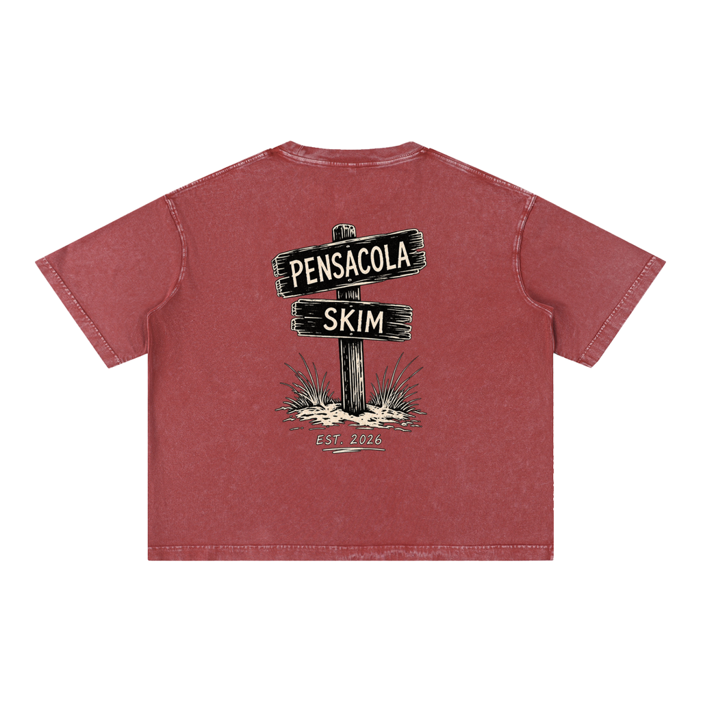 Pensacola Skim Sign Graphic Mineral Wash Boxy Cotton T-Shirt
