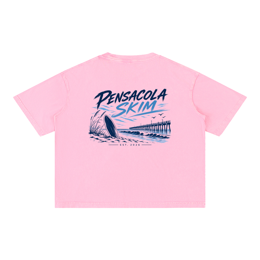 Pensacola Skim Original Logo Graphic Mineral Wash Boxy Cotton T-Shirt