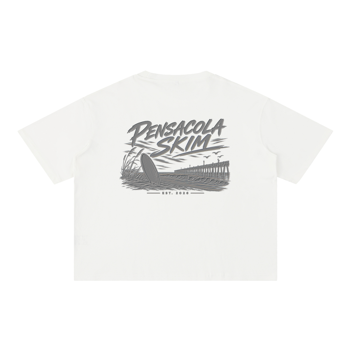 Pensacola Skim Silver Graphic Mineral Wash Boxy Cotton T-Shirt