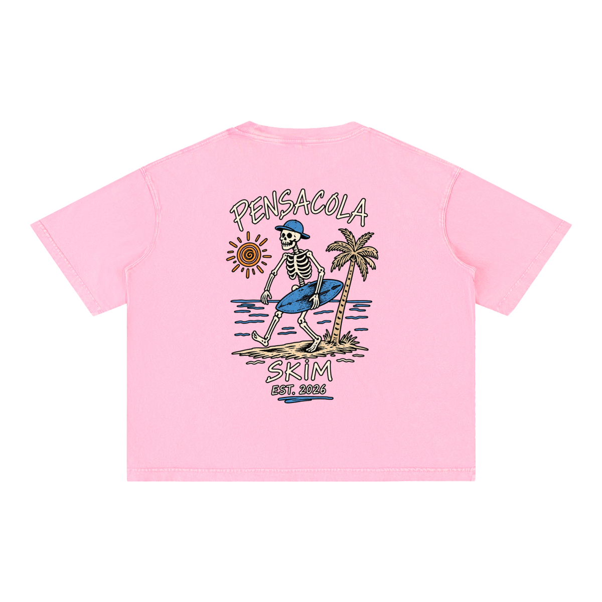 Pensacola Skim Skelton Graphic Mineral Wash Boxy Cotton T-Shirt