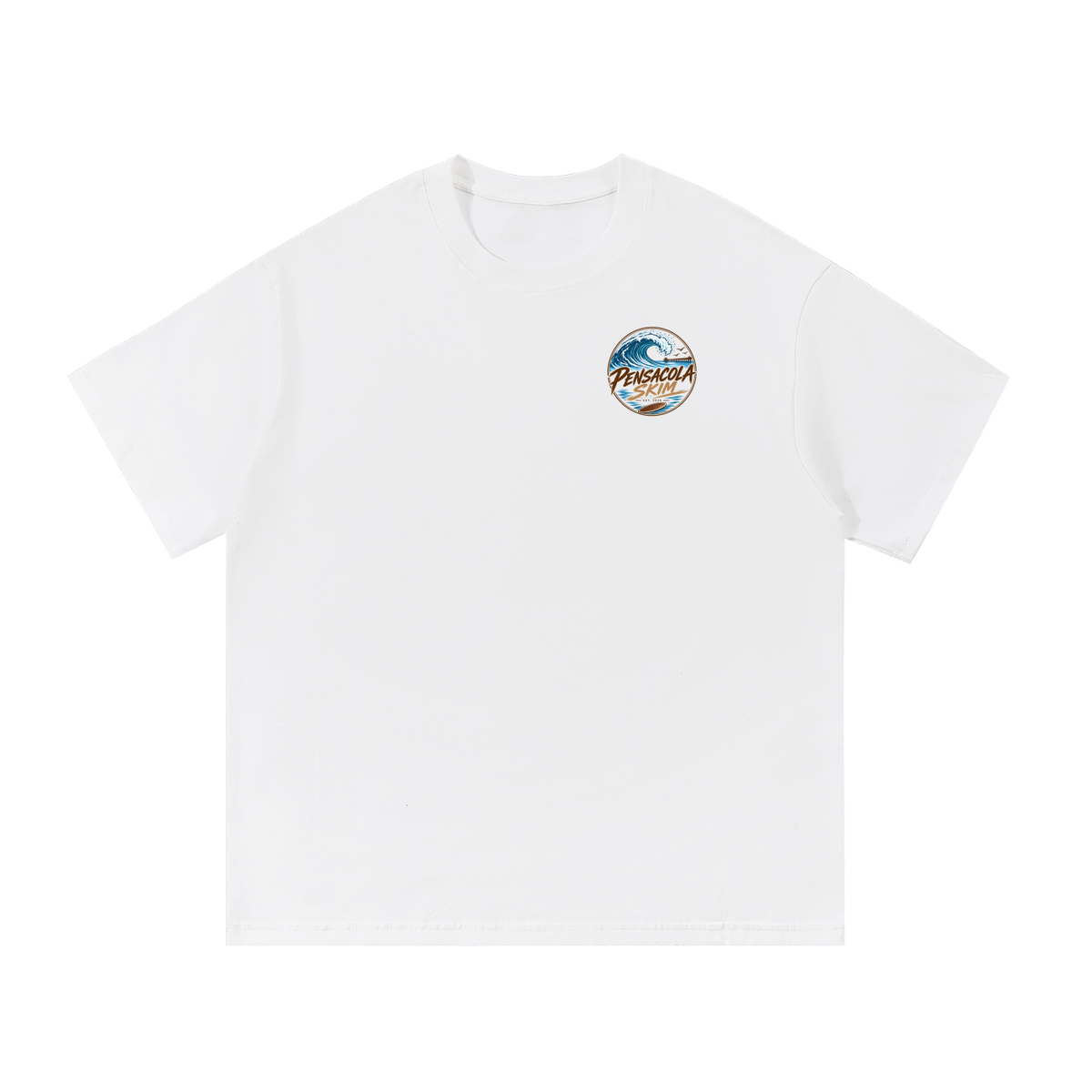 Pensacola Skim Neutral Color Logo Graphic Classic Fit Cotton T-Shirt