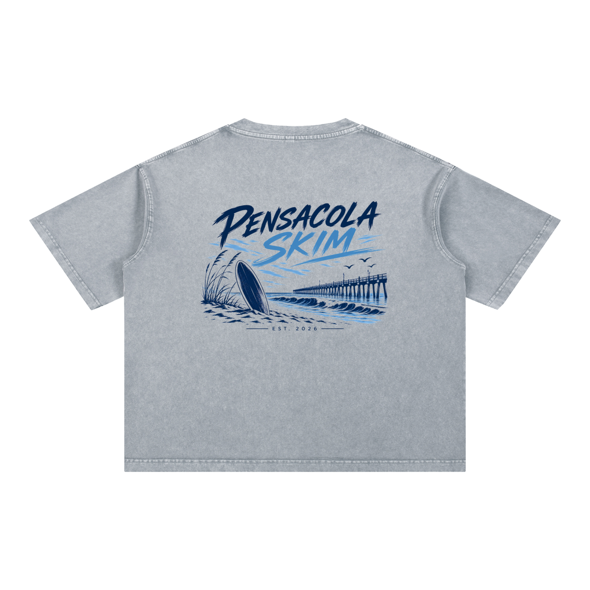 Pensacola Skim Original Logo Graphic Mineral Wash Boxy Cotton T-Shirt