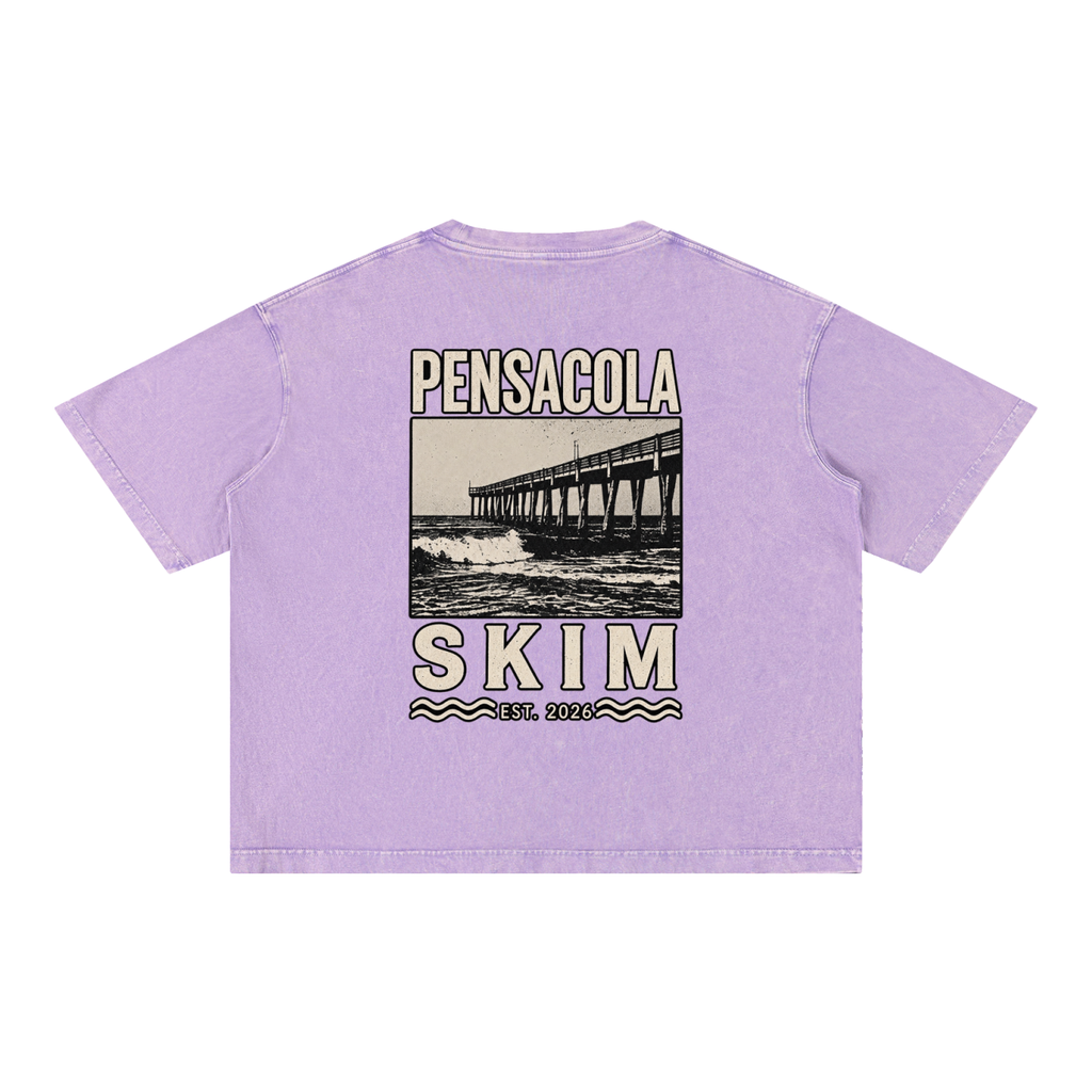 Pensacola Skim Pier Graphic Mineral Wash Boxy Cotton T-Shirt