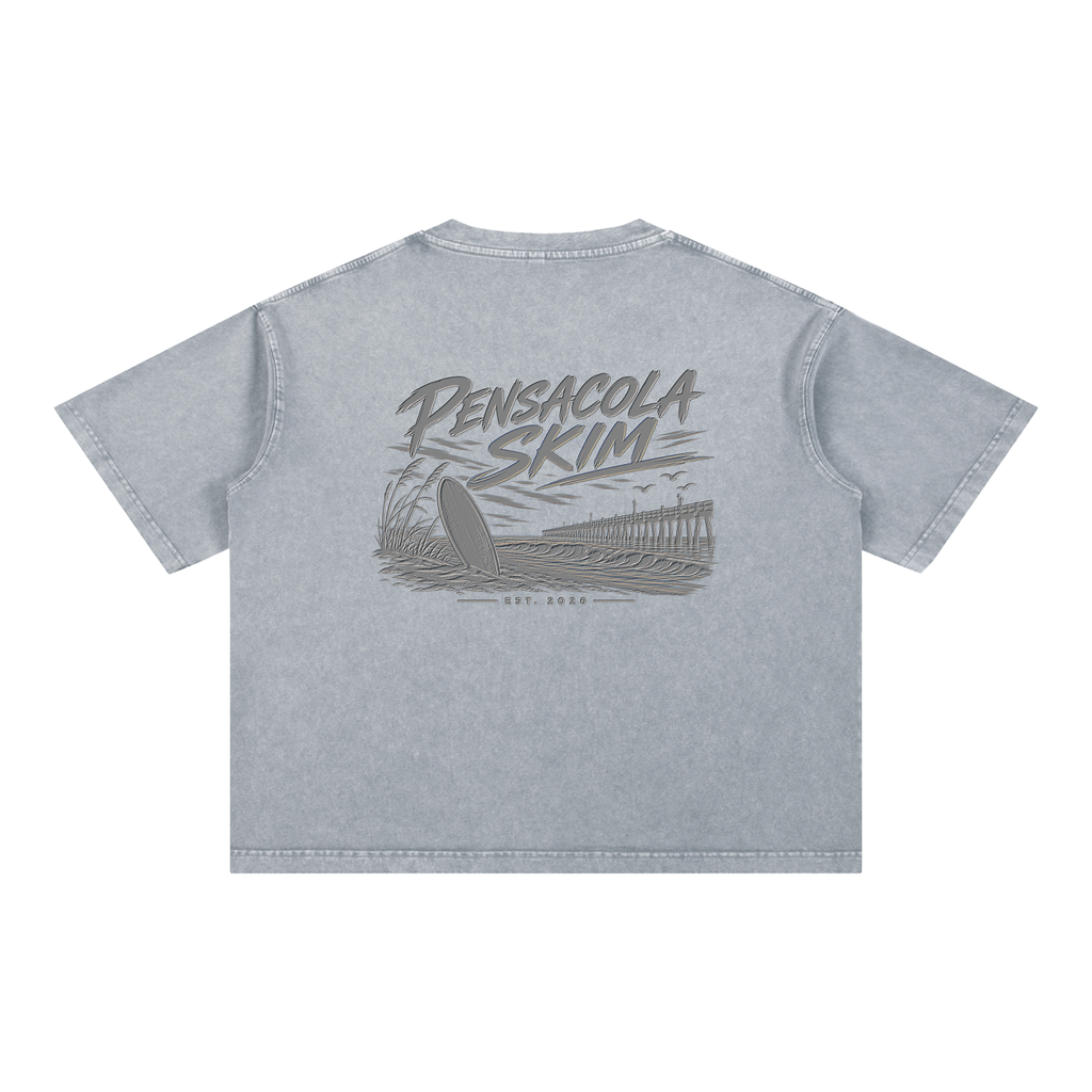 Pensacola Skim Silver Graphic Mineral Wash Boxy Cotton T-Shirt