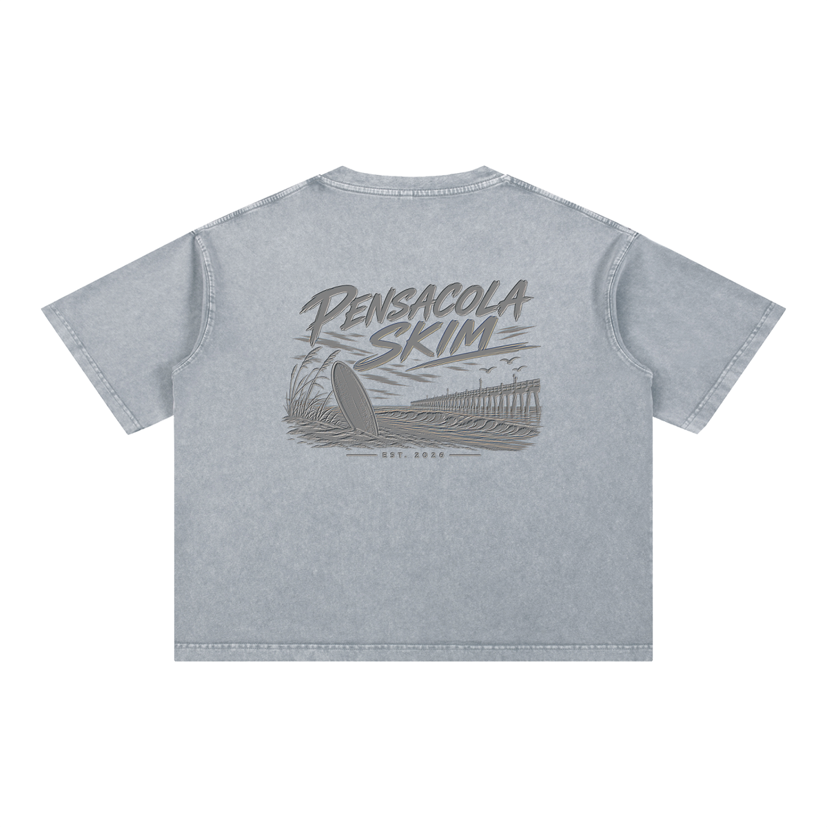 Pensacola Skim Silver Graphic Mineral Wash Boxy Cotton T-Shirt