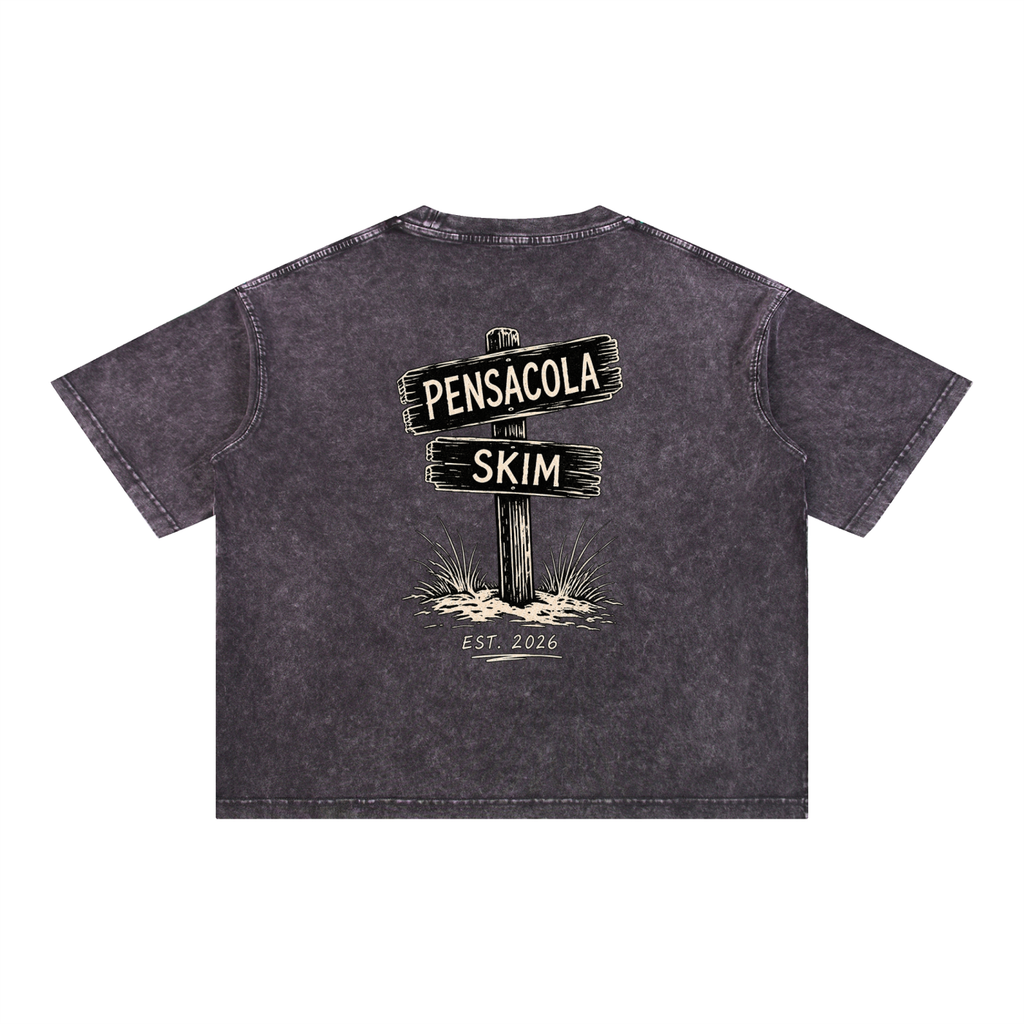 Pensacola Skim Sign Graphic Mineral Wash Boxy Cotton T-Shirt