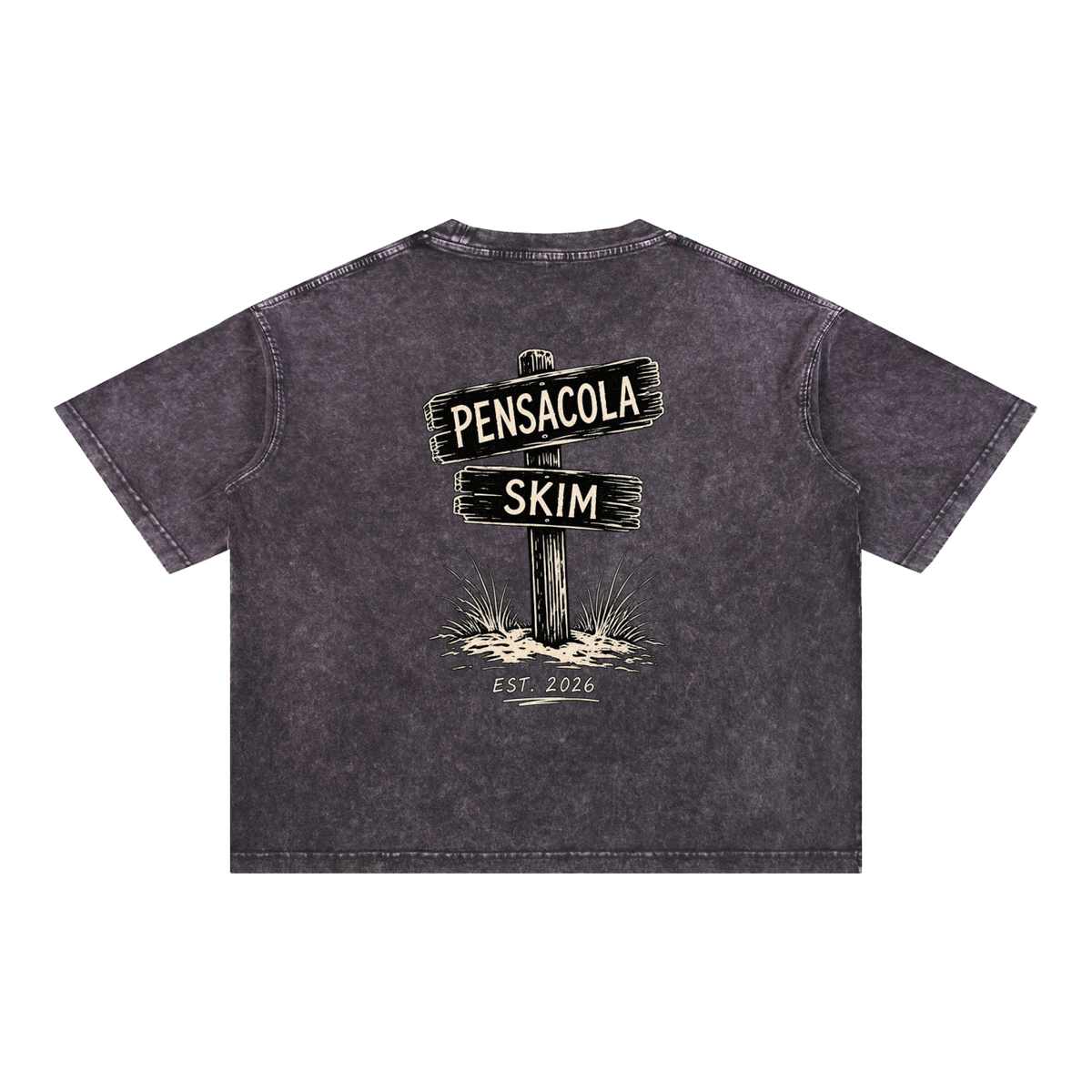 Pensacola Skim Sign Graphic Mineral Wash Boxy Cotton T-Shirt