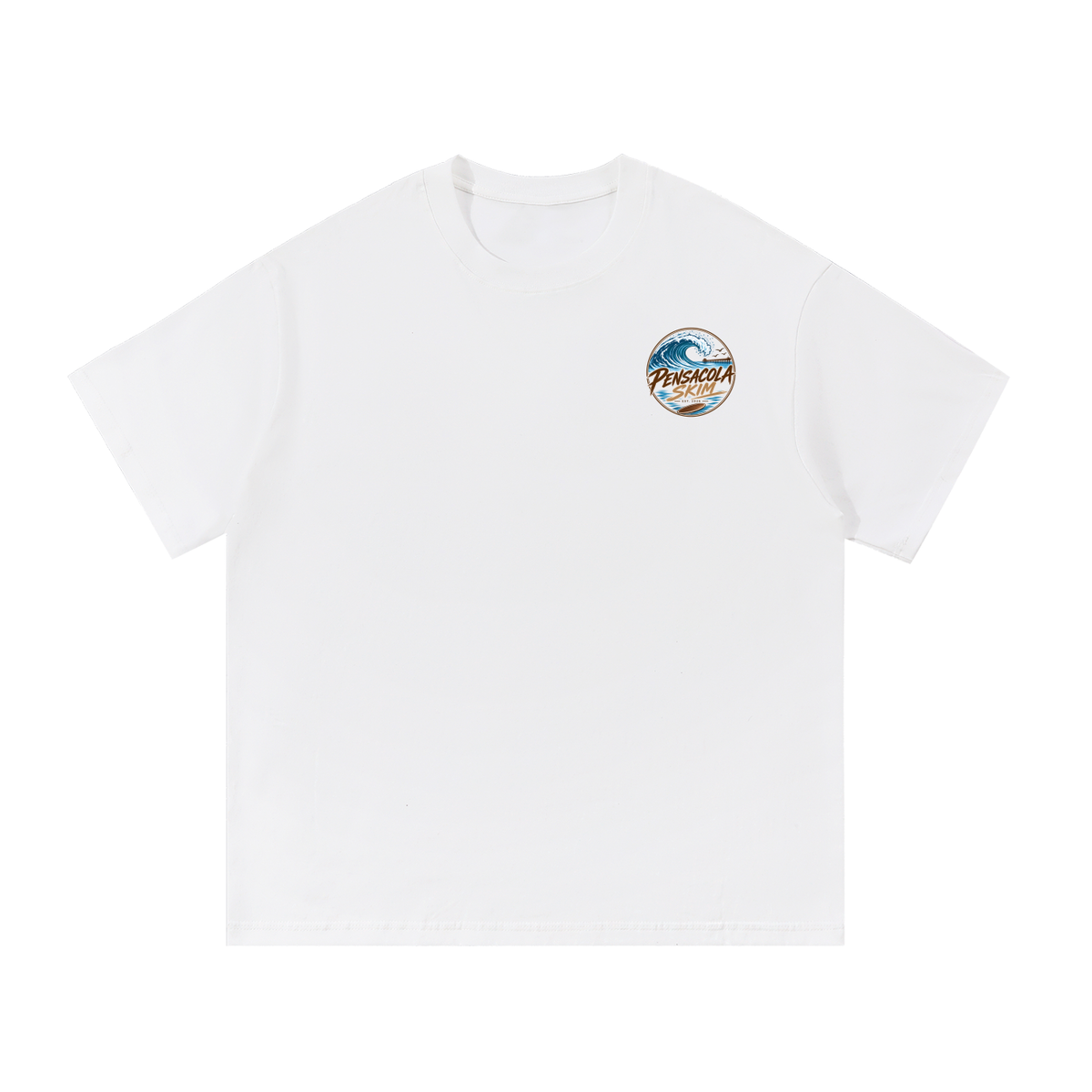 Pensacola Skim Neutral Color Logo Graphic Classic Fit Cotton T-Shirt