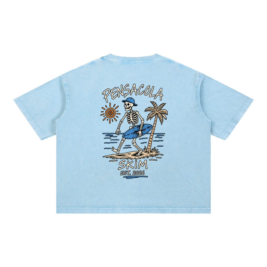 Pensacola Skim Skelton Graphic Mineral Wash Boxy Cotton T-Shirt