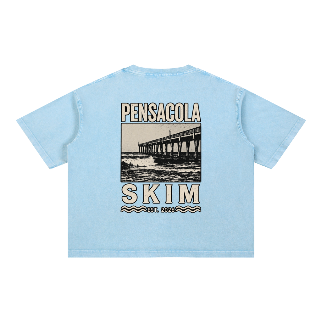 Pensacola Skim Pier Graphic Mineral Wash Boxy Cotton T-Shirt