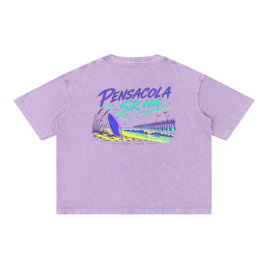 Pensacola Skim Abstract Center Graphic Mineral Wash Boxy Cotton T-Shirt