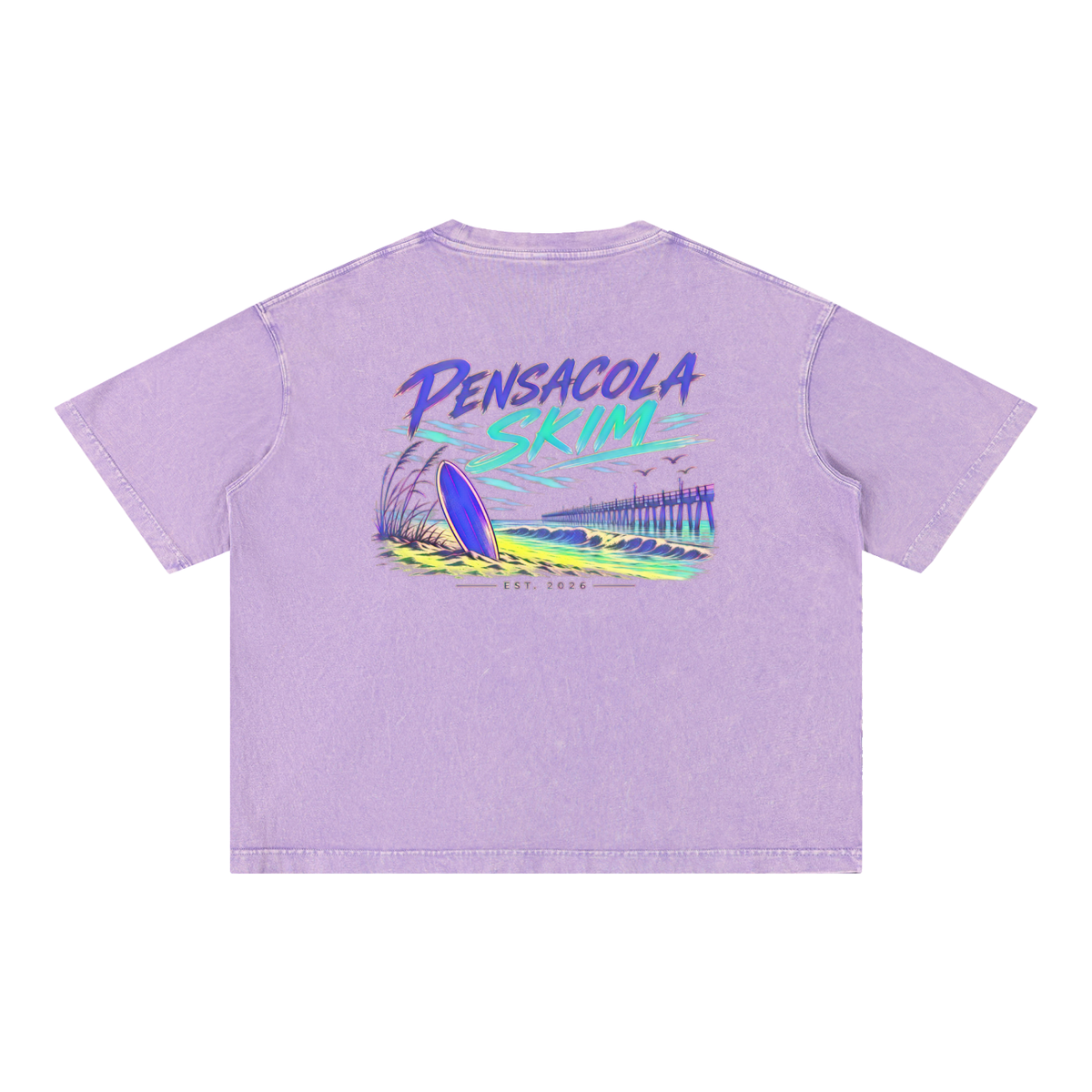 Pensacola Skim Abstract Center Graphic Mineral Wash Boxy Cotton T-Shirt