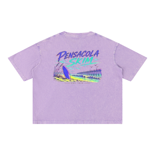 Pensacola Skim Abstract Center Graphic Mineral Wash Boxy Cotton T-Shirt