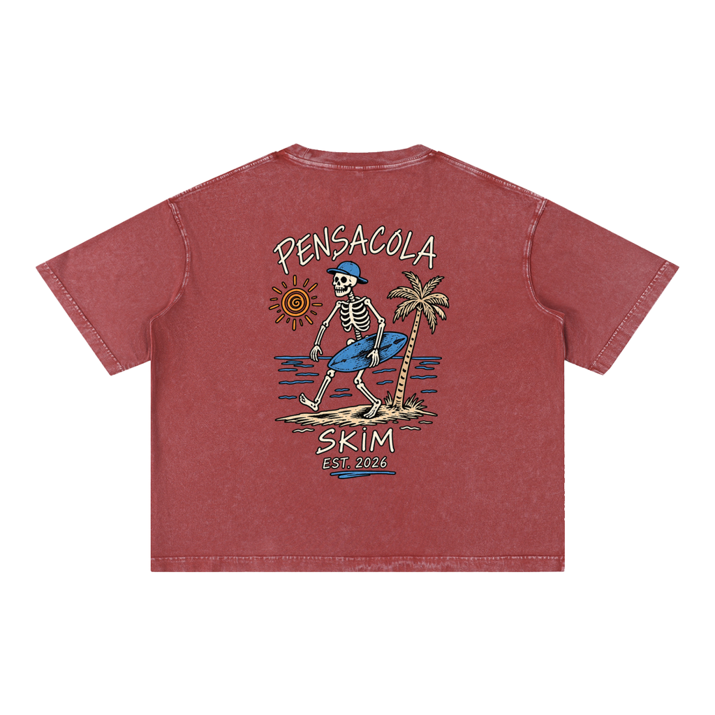 Pensacola Skim Skelton Graphic Mineral Wash Boxy Cotton T-Shirt