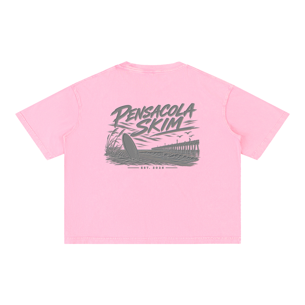 Pensacola Skim Silver Graphic Mineral Wash Boxy Cotton T-Shirt