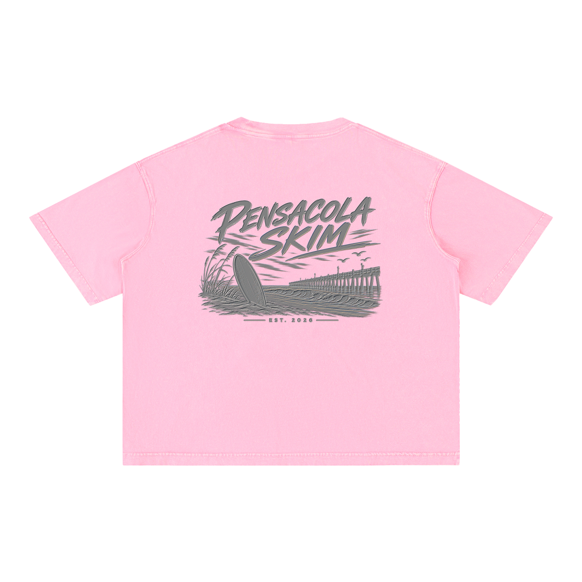 Pensacola Skim Silver Graphic Mineral Wash Boxy Cotton T-Shirt