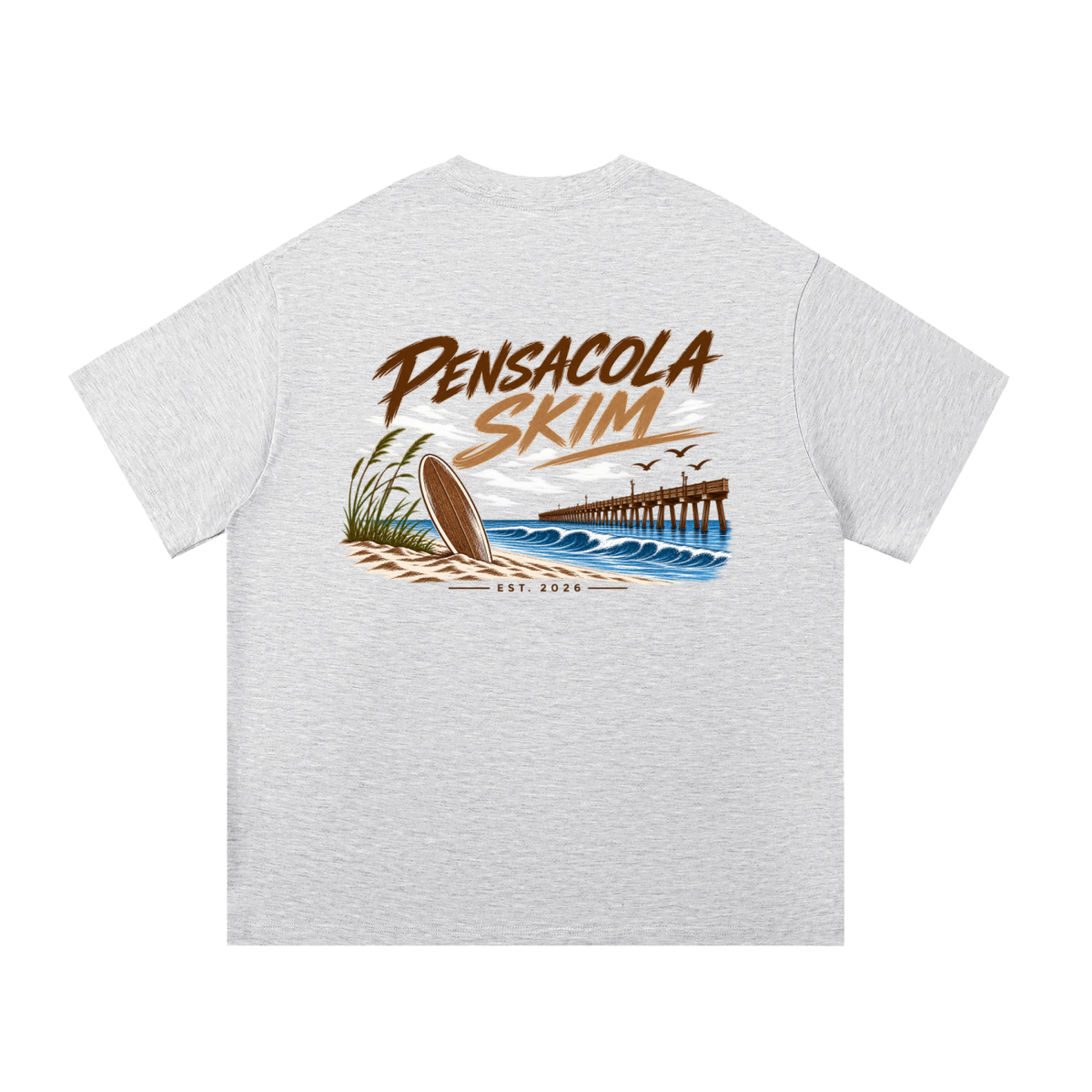 Pensacola Skim Neutral Color Logo Graphic Classic Fit Cotton T-Shirt