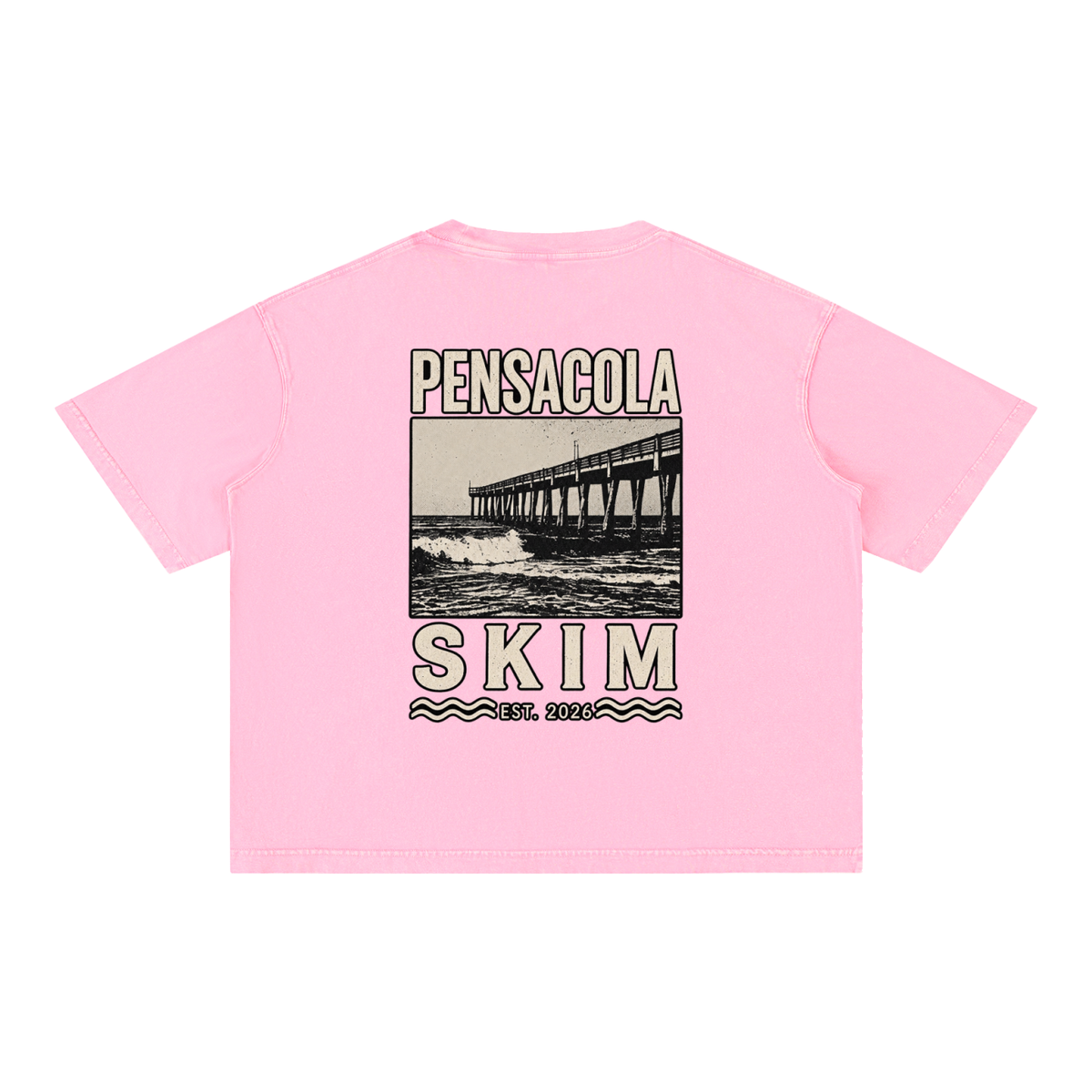 Pensacola Skim Pier Graphic Mineral Wash Boxy Cotton T-Shirt