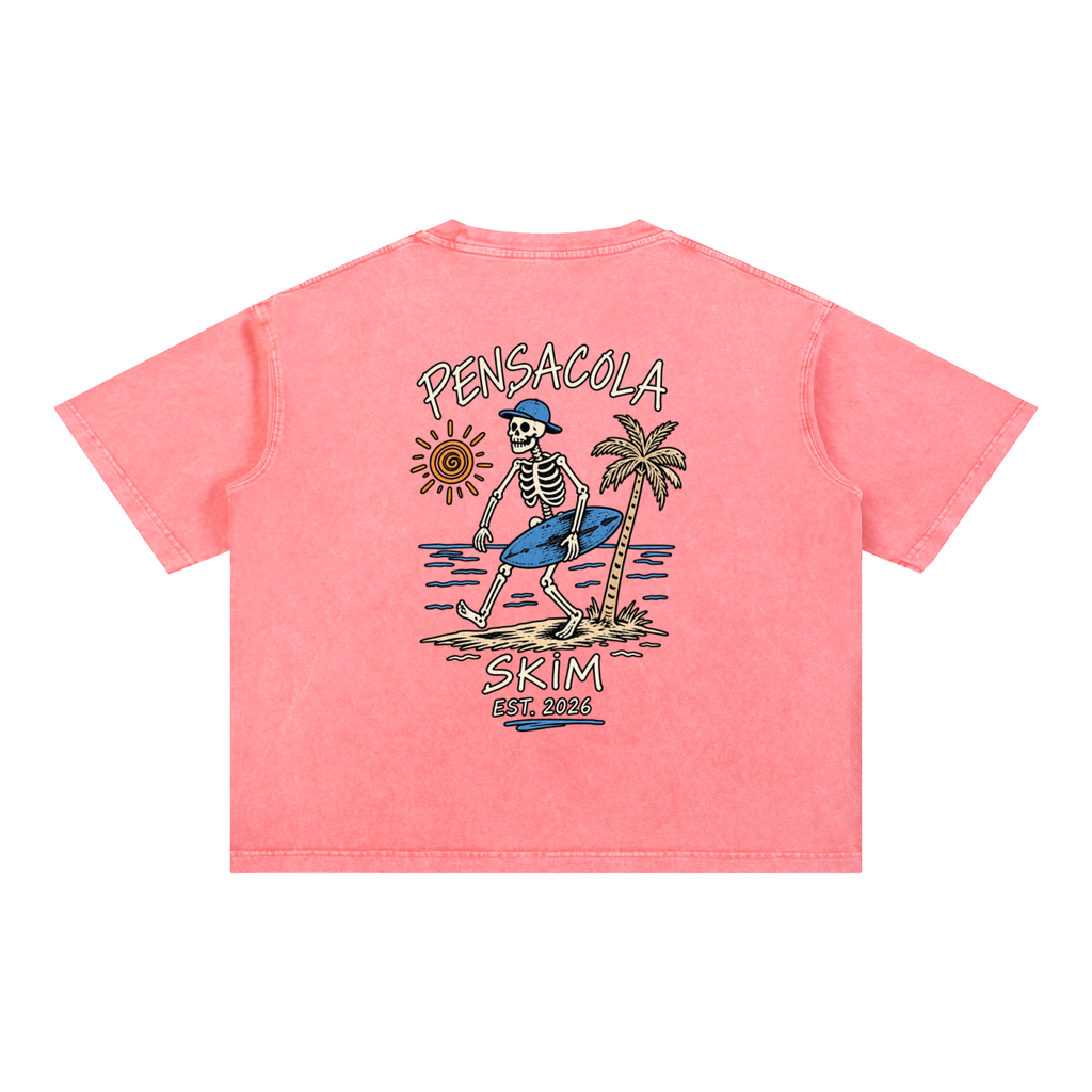 Pensacola Skim Skelton Graphic Mineral Wash Boxy Cotton T-Shirt