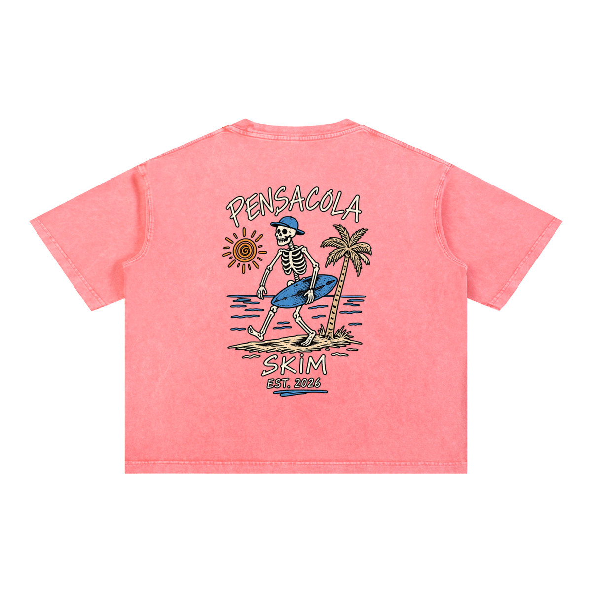 Pensacola Skim Skelton Graphic Mineral Wash Boxy Cotton T-Shirt