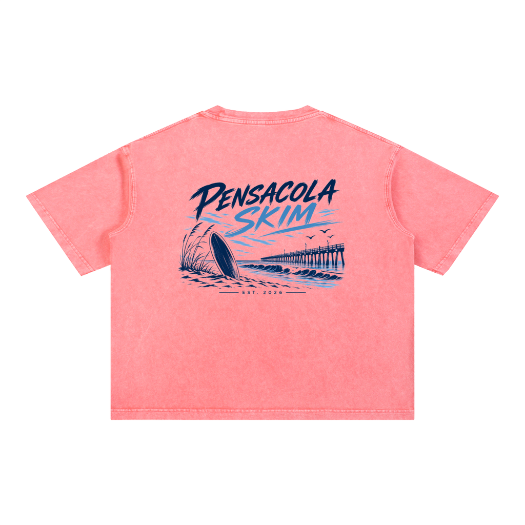 Pensacola Skim Original Logo Graphic Mineral Wash Boxy Cotton T-Shirt