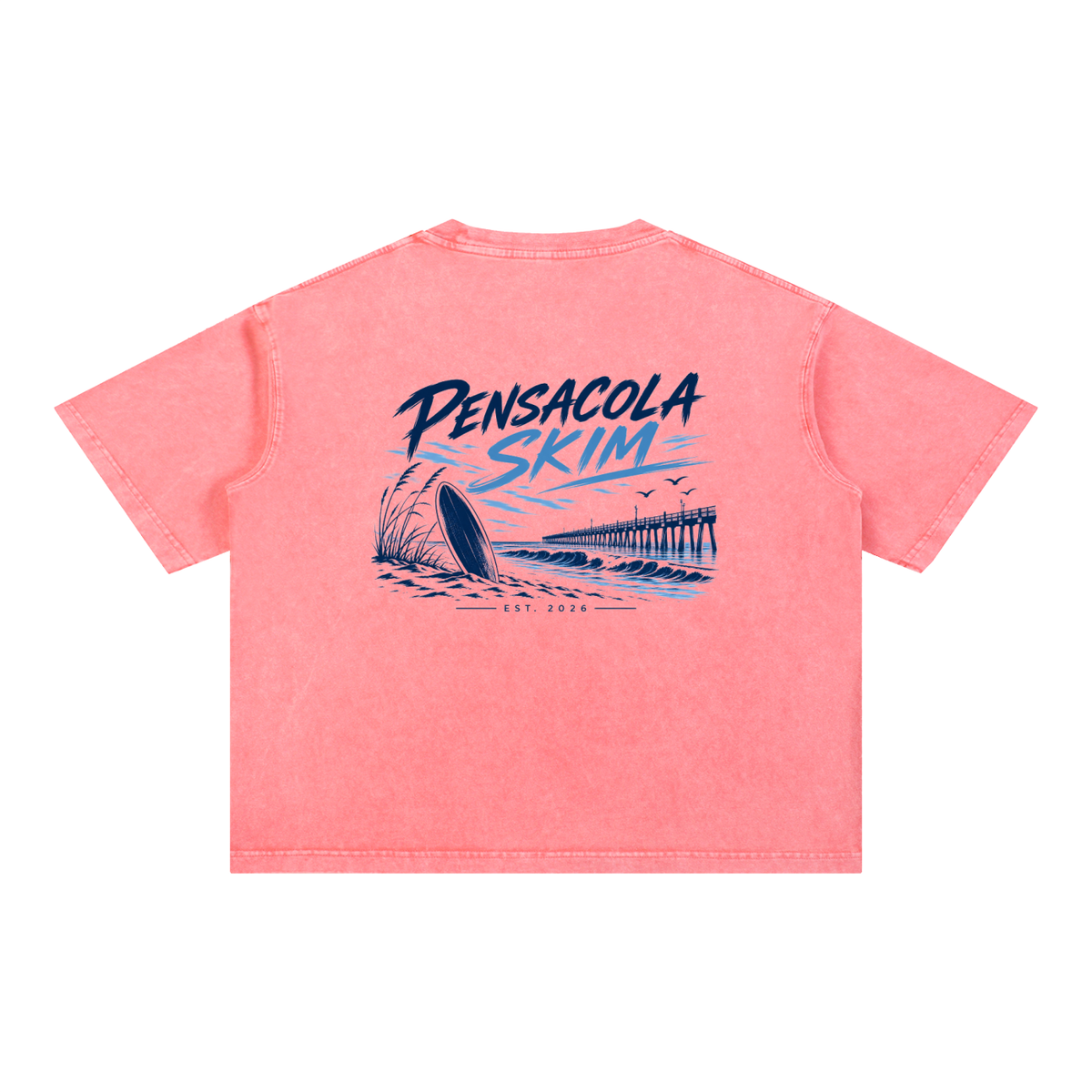 Pensacola Skim Original Logo Graphic Mineral Wash Boxy Cotton T-Shirt
