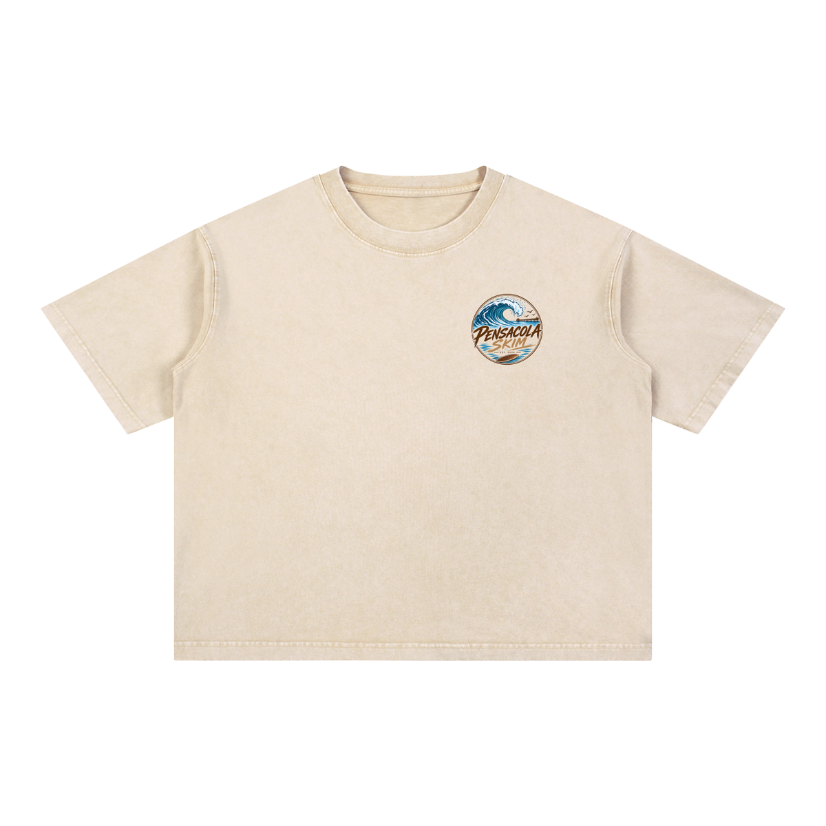 Pensacola Skim Beige Mineral Wash Boxy Cotton T-Shirt