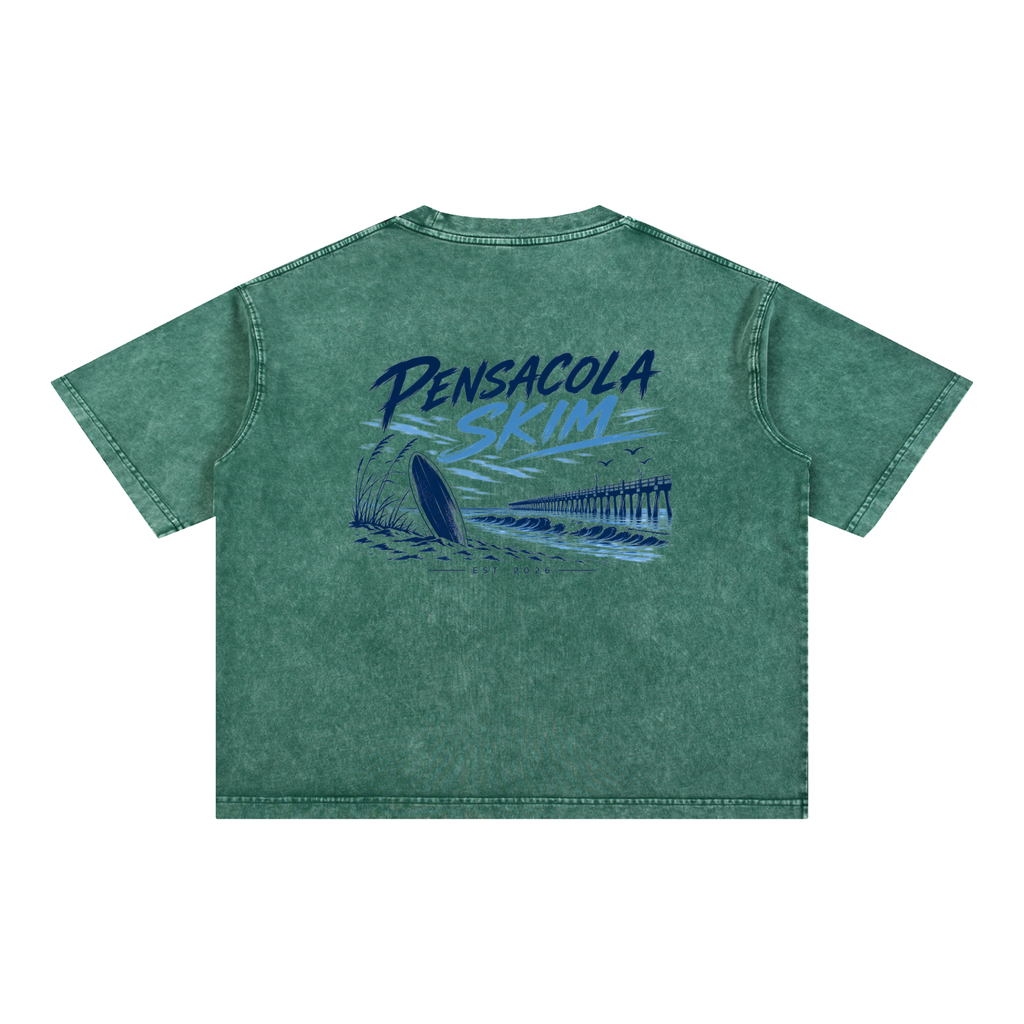 Pensacola Skim Original Logo Graphic Mineral Wash Boxy Cotton T-Shirt