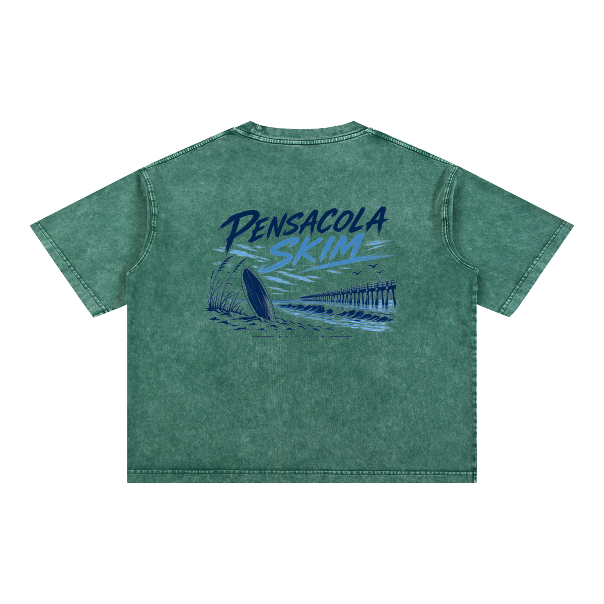 Pensacola Skim Original Logo Graphic Mineral Wash Boxy Cotton T-Shirt