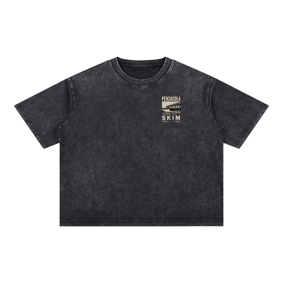 Pensacola Skim Pier Graphic Mineral Wash Boxy Cotton T-Shirt