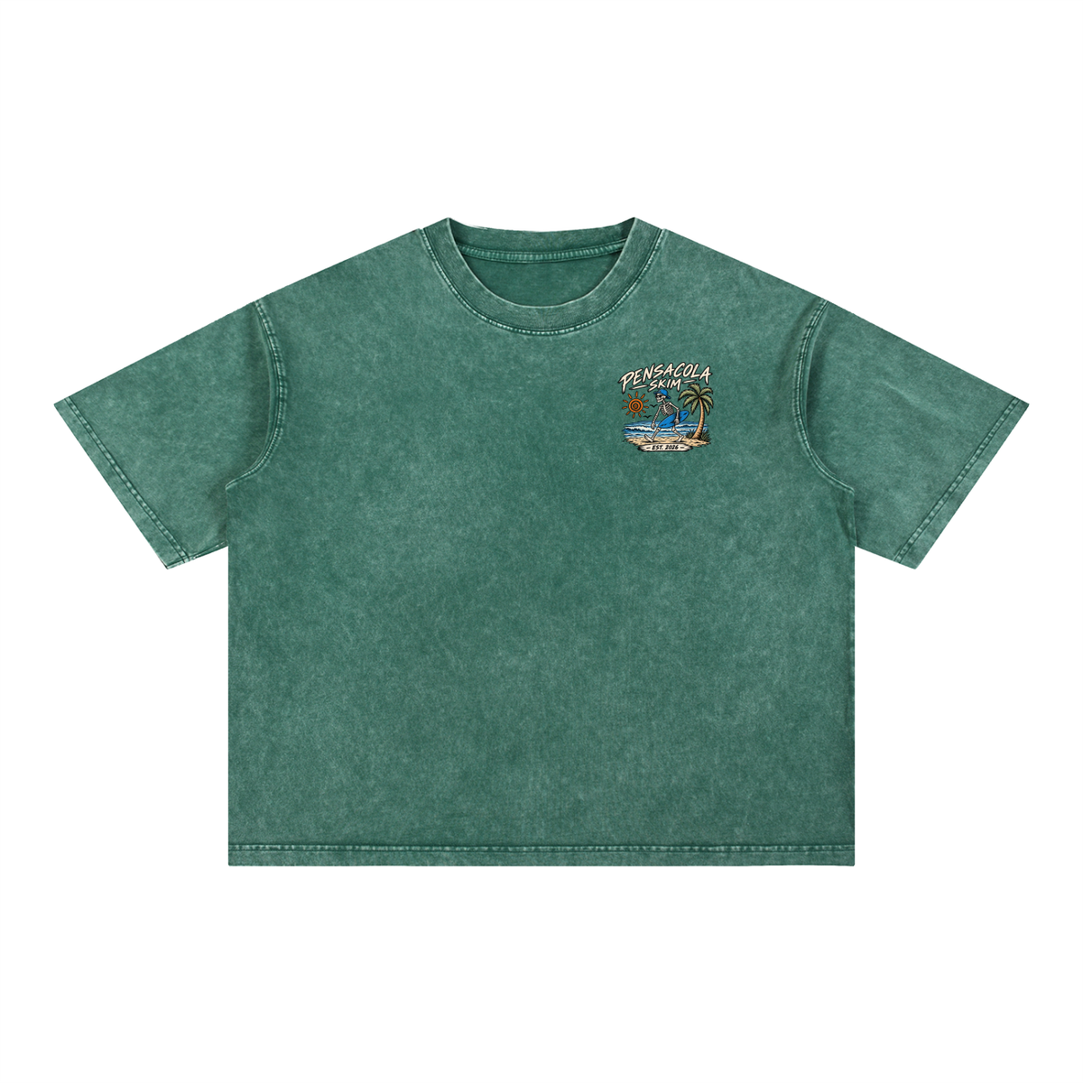 Pensacola Skim Skelton Graphic Mineral Wash Boxy Cotton T-Shirt