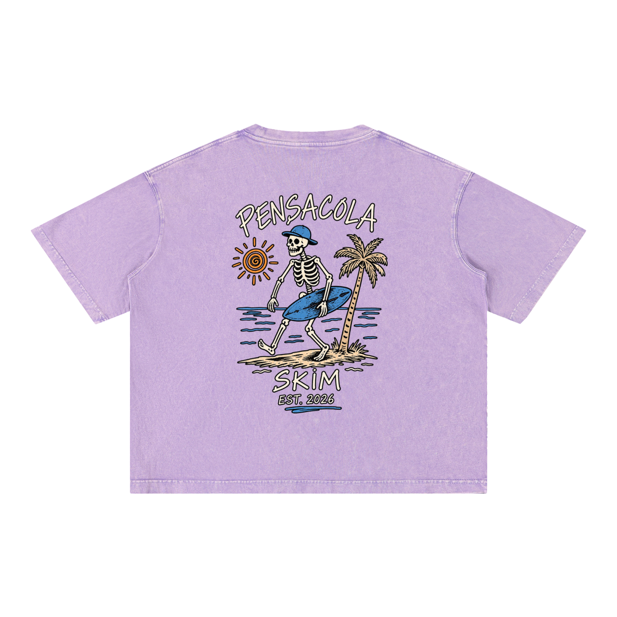 Pensacola Skim Skelton Graphic Mineral Wash Boxy Cotton T-Shirt