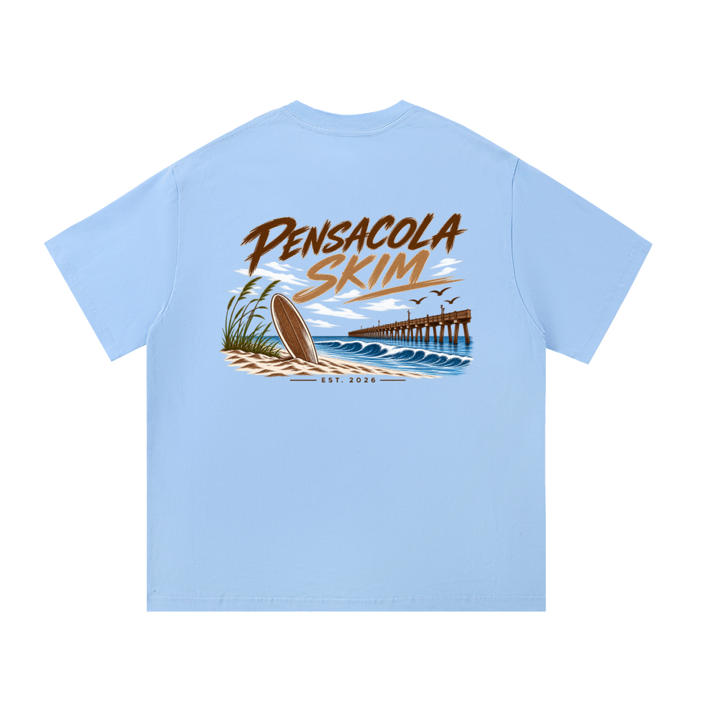 Pensacola Skim Neutral Color Logo Graphic Classic Fit Cotton T-Shirt