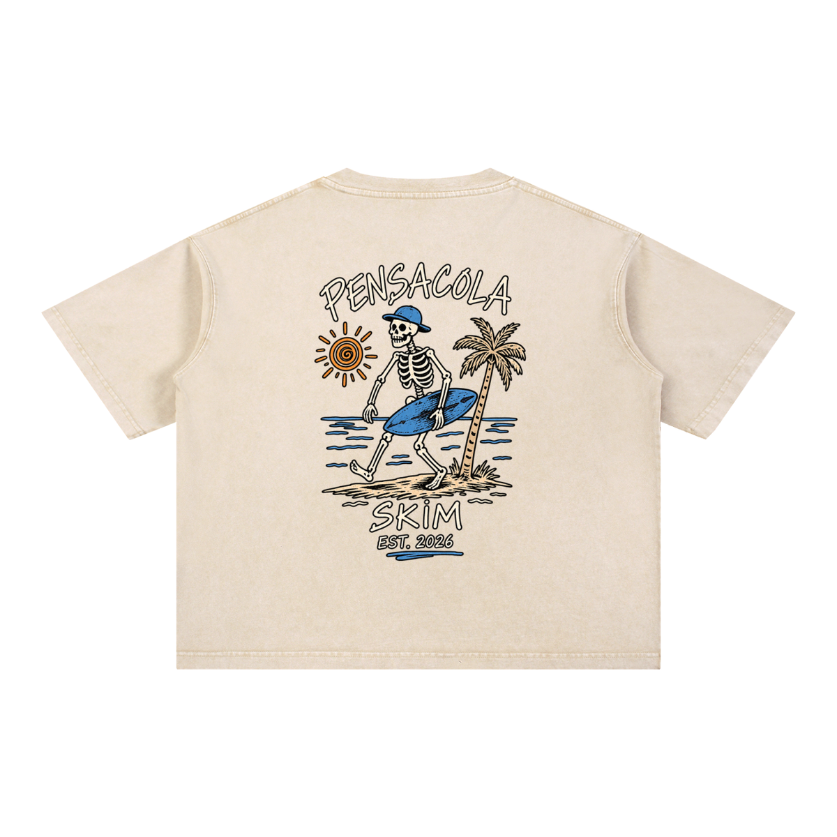Pensacola Skim Skelton Graphic Mineral Wash Boxy Cotton T-Shirt