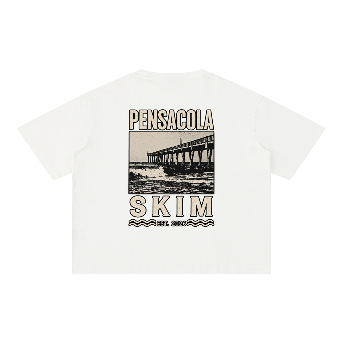 Pensacola Skim Pier Graphic Mineral Wash Boxy Cotton T-Shirt