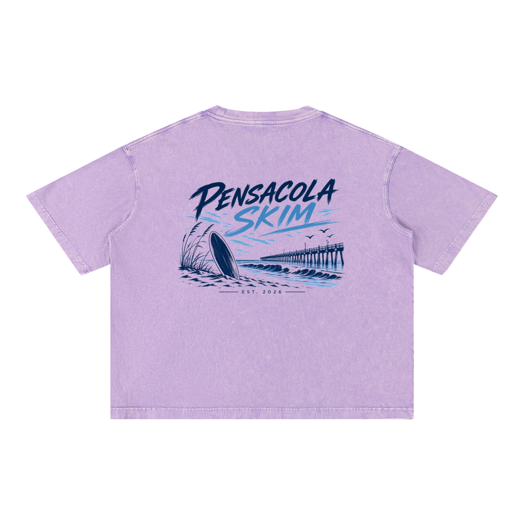 Pensacola Skim Original Logo Graphic Mineral Wash Boxy Cotton T-Shirt