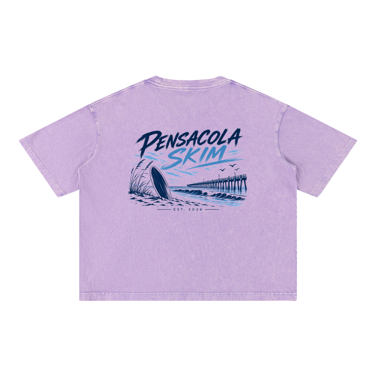 Pensacola Skim Original Logo Graphic Mineral Wash Boxy Cotton T-Shirt