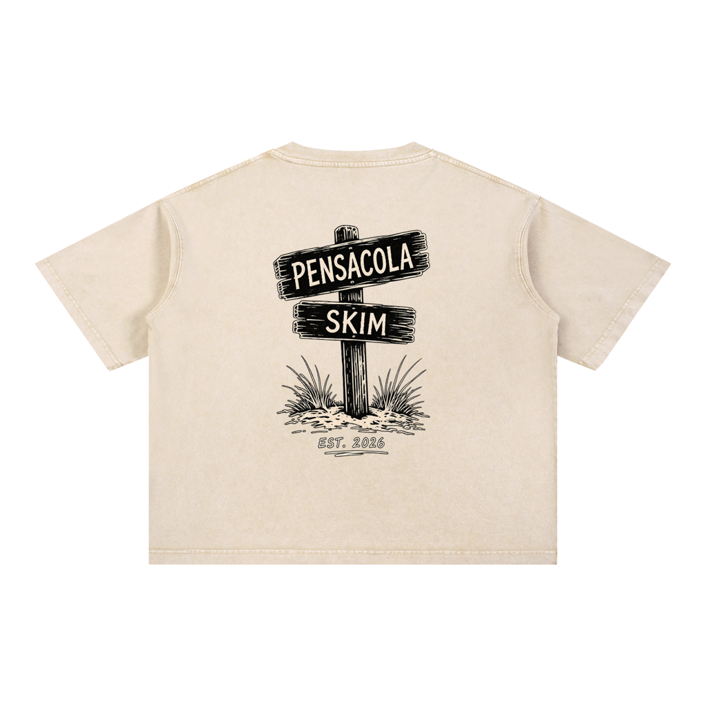 Pensacola Skim Sign Graphic Mineral Wash Boxy Cotton T-Shirt