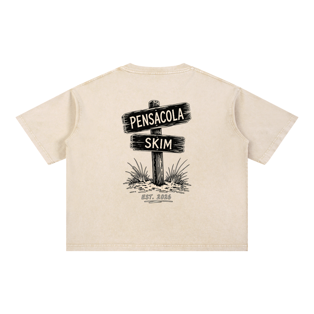 Pensacola Skim Sign Graphic Mineral Wash Boxy Cotton T-Shirt