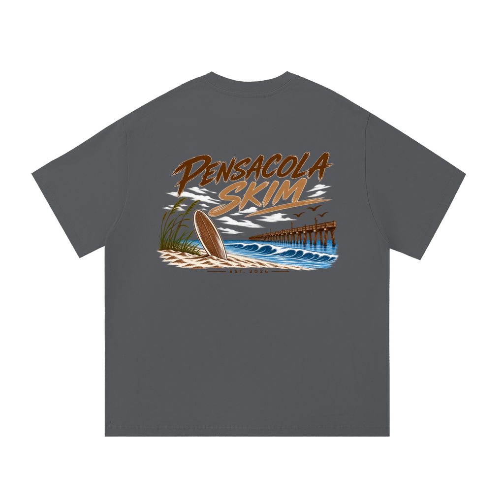 Pensacola Skim Neutral Color Logo Graphic Classic Fit Cotton T-Shirt