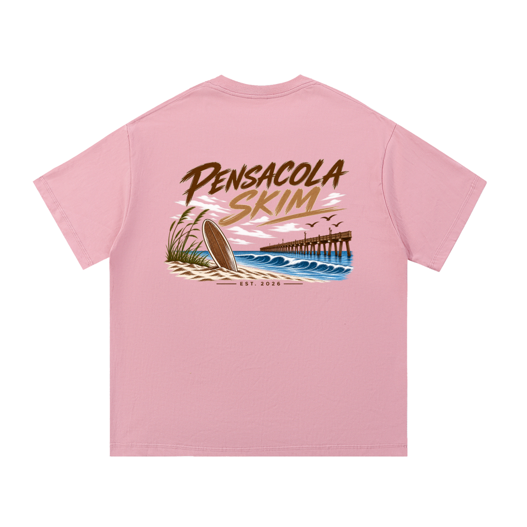 Pensacola Skim Neutral Color Logo Graphic Classic Fit Cotton T-Shirt
