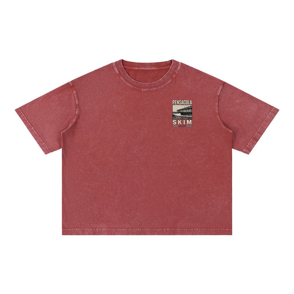 Pensacola Skim Pier Graphic Mineral Wash Boxy Cotton T-Shirt
