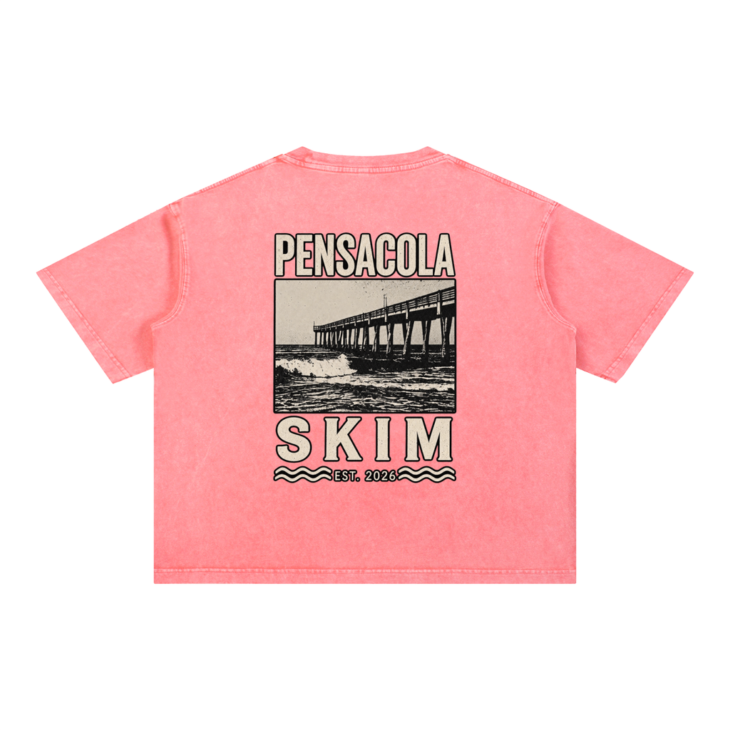 Pensacola Skim Pier Graphic Mineral Wash Boxy Cotton T-Shirt