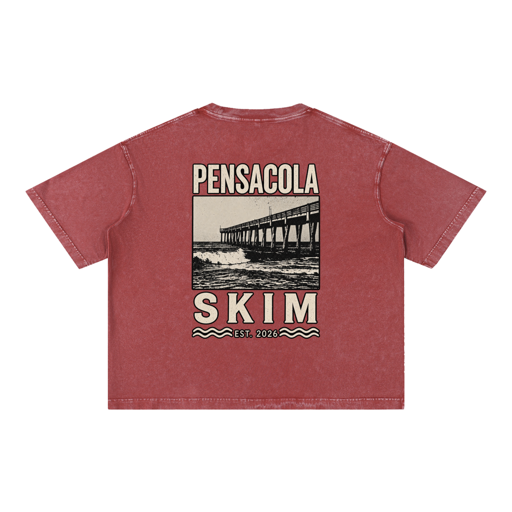 Pensacola Skim Pier Graphic Mineral Wash Boxy Cotton T-Shirt