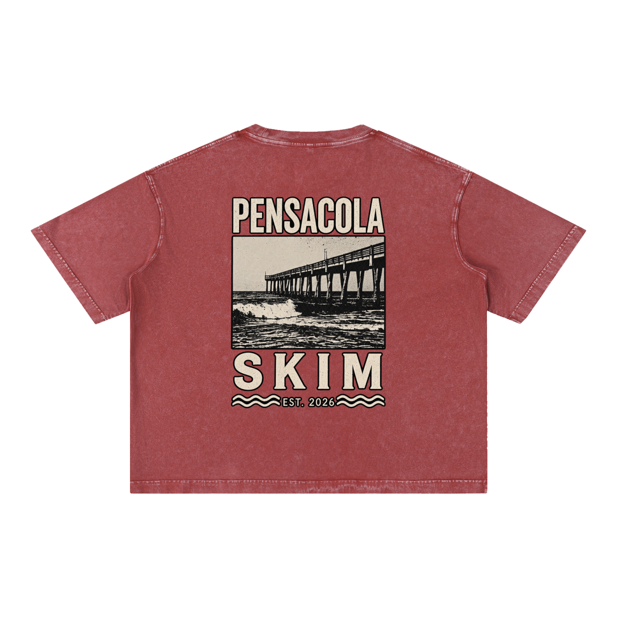 Pensacola Skim Pier Graphic Mineral Wash Boxy Cotton T-Shirt